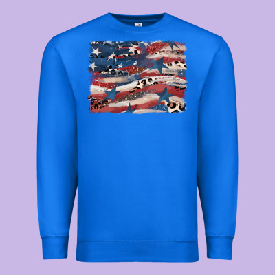 Leopard Glitter American Flag Premium Sweatshirt Designed By Fadigitalartstudio