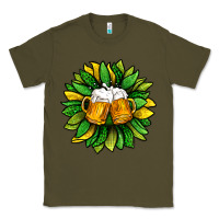 Army Green St. Patricks Sunflower With Beer Classic Tee - BundleAndBundleShop