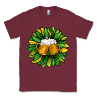 Burgundy St. Patricks Sunflower With Beer Classic Tee - BundleAndBundleShop