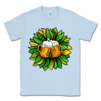 Dusty Blue St. Patricks Sunflower With Beer Classic Tee - BundleAndBundleShop
