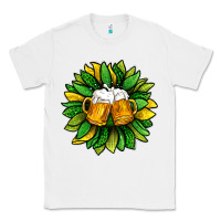 White St. Patricks Sunflower With Beer Classic Tee - BundleAndBundleShop