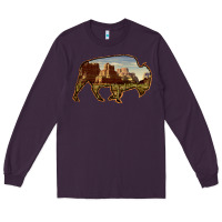 Plum Bison Silhouette Desert Landscape Long Sleeve Tee - Bettercallsaul