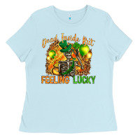 Baby Blue dead inside but feeling lucky Ladies Tee - NancyCooperArtShop
