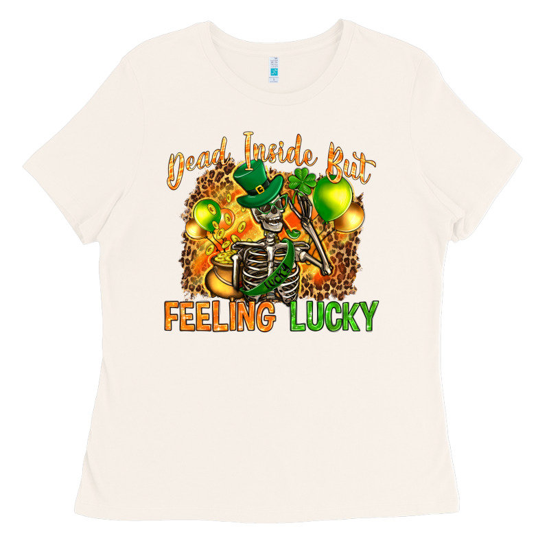 Dead Inside But Feeling Lucky Ladies Tee by NancyCooperArtShop | Teevron