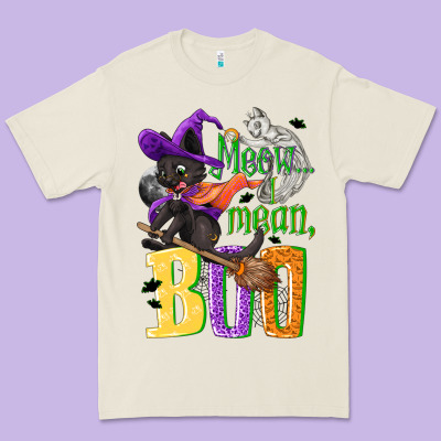 Meow I Mean, Boo Halloween Premium Tee Designed By Nancycooperartshop