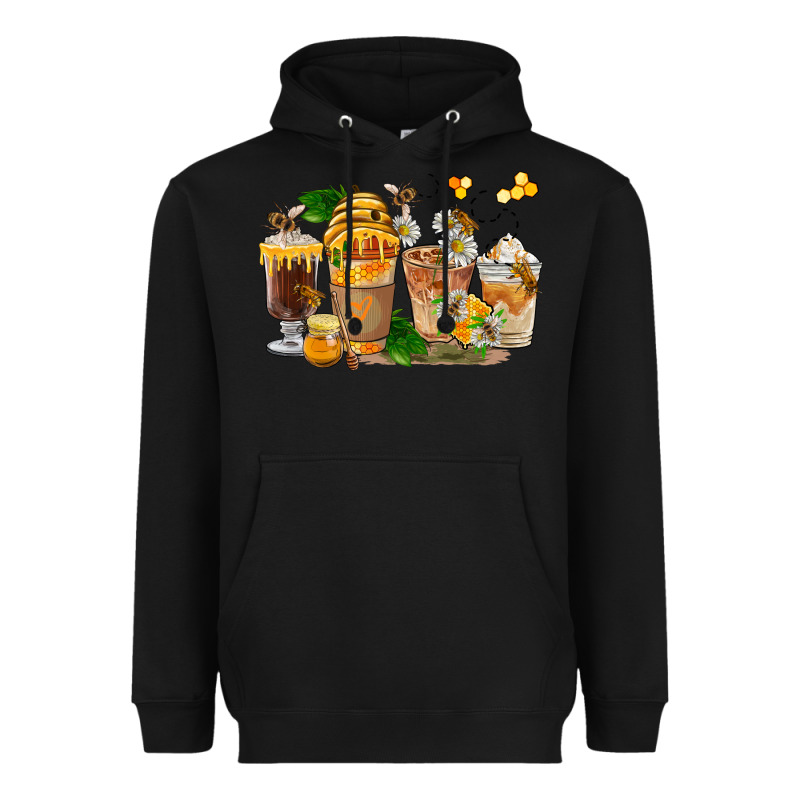 Honey Bee Coffee Cups Heavyweight Hoodie by FaDigitalArtStudio | Teevron