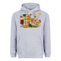 Heather Grey Honey Bee Coffee Cups Heavyweight Hoodie - FaDigitalArtStudio