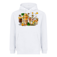 White Honey Bee Coffee Cups Heavyweight Hoodie - FaDigitalArtStudio