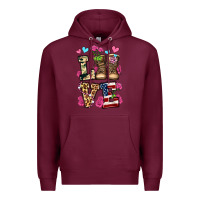 Burgundy love valentine's day army boots olivia Premium Hoodie - OliviaCreatesArt