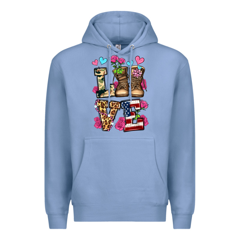 Love Valentine's Day Army Boots Olivia Premium Hoodie by OliviaCreatesArt | Teevron