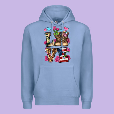 Love Valentine's Day Army Boots Olivia Premium Hoodie Designed By Oliviacreatesart
