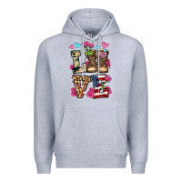 Heather Grey love valentine's day army boots olivia Premium Hoodie - OliviaCreatesArt