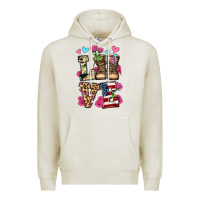 Oatmeal Heather love valentine's day army boots olivia Premium Hoodie - OliviaCreatesArt