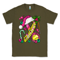Army Green Pink Christmas Breast Cancer Ribbon Softball Classic Tee - BundleAndBundleShop