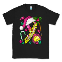 Black Pink Christmas Breast Cancer Ribbon Softball Classic Tee - BundleAndBundleShop