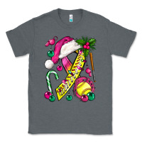 Charcoal Heather Pink Christmas Breast Cancer Ribbon Softball Classic Tee - BundleAndBundleShop