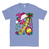 Colony Blue Pink Christmas Breast Cancer Ribbon Softball Classic Tee - BundleAndBundleShop