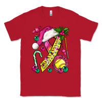 Red Pink Christmas Breast Cancer Ribbon Softball Classic Tee - BundleAndBundleShop