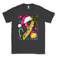 Smoke Pink Christmas Breast Cancer Ribbon Softball Classic Tee - BundleAndBundleShop