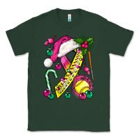 Sports Green Pink Christmas Breast Cancer Ribbon Softball Classic Tee - BundleAndBundleShop