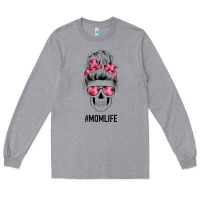 Heather Grey Pink Flower Mom Skull Long Sleeve Tee - Bettercallsaul