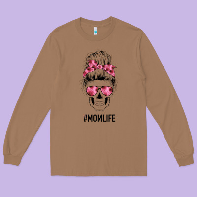 Pink Flower Mom Skull Long Sleeve Tee Designed By Bettercallsaul