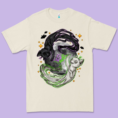 Magical Cats Ghost With Moon Halloween Premium Tee Designed By Nancycooperartshop