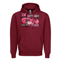 Burgundy in october we wear pink Zipper Hoodie - CowGirlArtShop