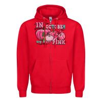Red in october we wear pink Zipper Hoodie - CowGirlArtShop