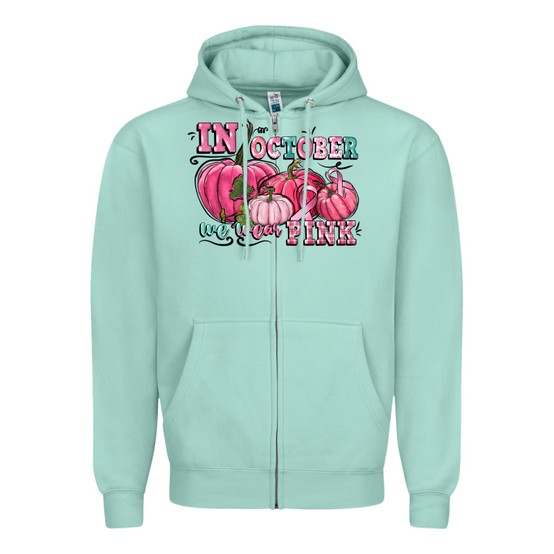 In October We Wear Pink Zipper Hoodie by CowGirlArtShop | Teevron
