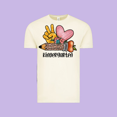 Peace Love Kindergarten Vintage Tee Designed By Jahusdesignshop