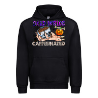 Black Dead Inside Caffeinated Urban Hoodie - CowhideDigitalArt