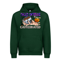 Forest Green Dead Inside Caffeinated Urban Hoodie - CowhideDigitalArt