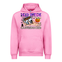 Fuchsia Pink Dead Inside Caffeinated Urban Hoodie - CowhideDigitalArt