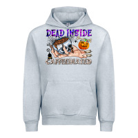 Heather Grey Dead Inside Caffeinated Urban Hoodie - CowhideDigitalArt