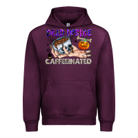 Mauve Wine Dead Inside Caffeinated Urban Hoodie - CowhideDigitalArt