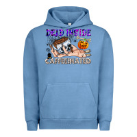 Pigment Pebble Blue Dead Inside Caffeinated Urban Hoodie - CowhideDigitalArt