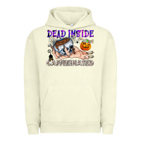 Pigment Pistachio Dead Inside Caffeinated Urban Hoodie - CowhideDigitalArt