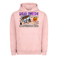 Pigment Salmon Dead Inside Caffeinated Urban Hoodie - CowhideDigitalArt