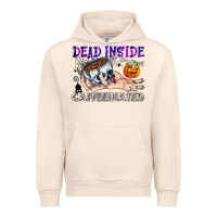 Sandshell Dead Inside Caffeinated Urban Hoodie - CowhideDigitalArt