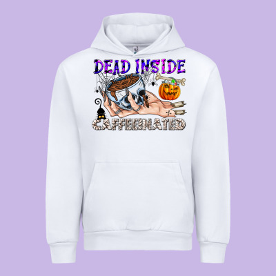 Dead Inside Caffeinated Urban Hoodie Designed By Cowhidedigitalart
