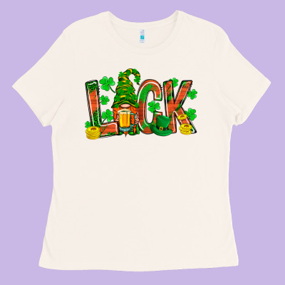 Luck With Gnome And Beer Ladies Tee Designed By Nancycooperartshop