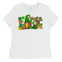 White luck with gnome and beer Ladies Tee - NancyCooperArtShop