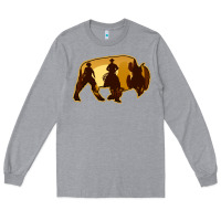Heather Grey Bison Silhouette Cowboy Long Sleeve Tee - Bettercallsaul