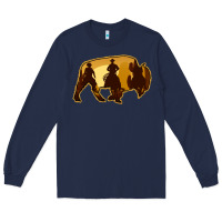 Navy Bison Silhouette Cowboy Long Sleeve Tee - Bettercallsaul