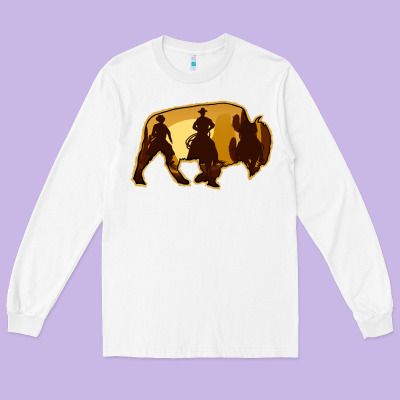 Bison Silhouette Cowboy Long Sleeve Tee Designed By Bettercallsaul