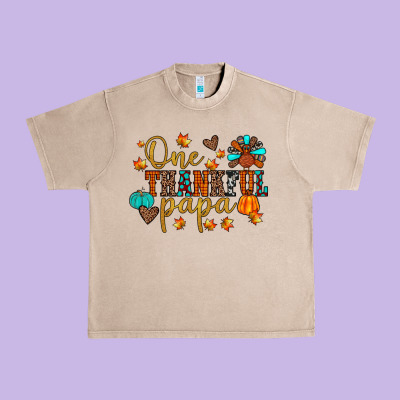 One Thankful Papa Urban Heavy Tee Designed By Jahusdesignshop