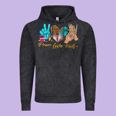 Peace Love Nails Bbs Vintage Hoodie Designed By Bundleandbundleshop