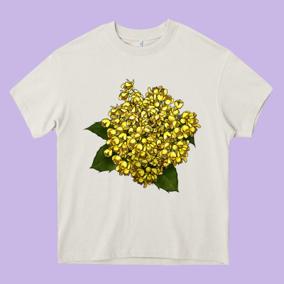 Oregon Grape Flower Illustrations Heavy Core Tee Designed By Lillyallendesigns