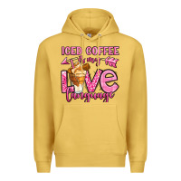 Antique Gold iced coffee is my love language Premium Hoodie - OliviaCreatesArt